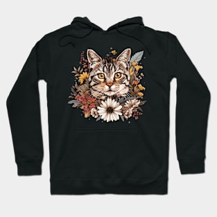 Floral Cat Design Hoodie